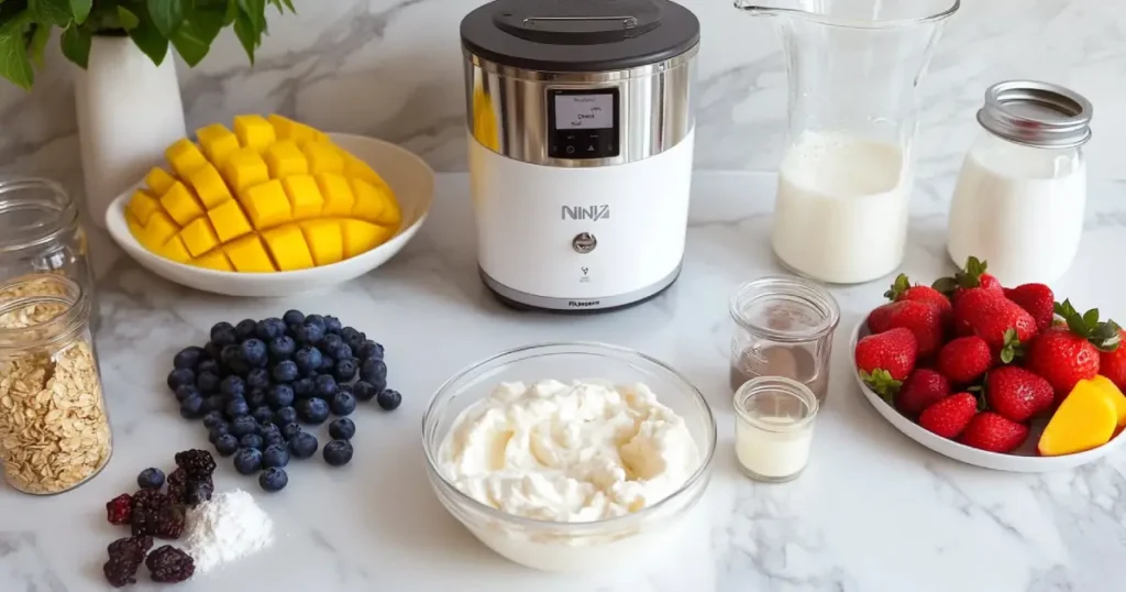 Fresh Fruits and Yogurt Ingredients for a Healthy Dessert