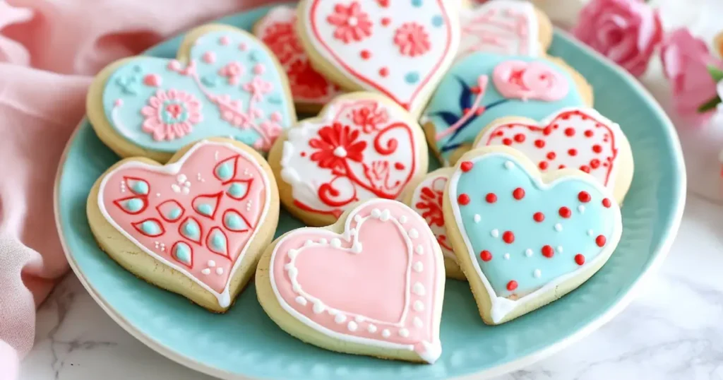 Heart-shaped cookies wrapped as gifts for Valentine’s Day, anniversaries, and other special occasions.